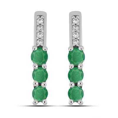 BUY 925 SILVER NATURAL EMERALD GEMSTONE  EARRING 